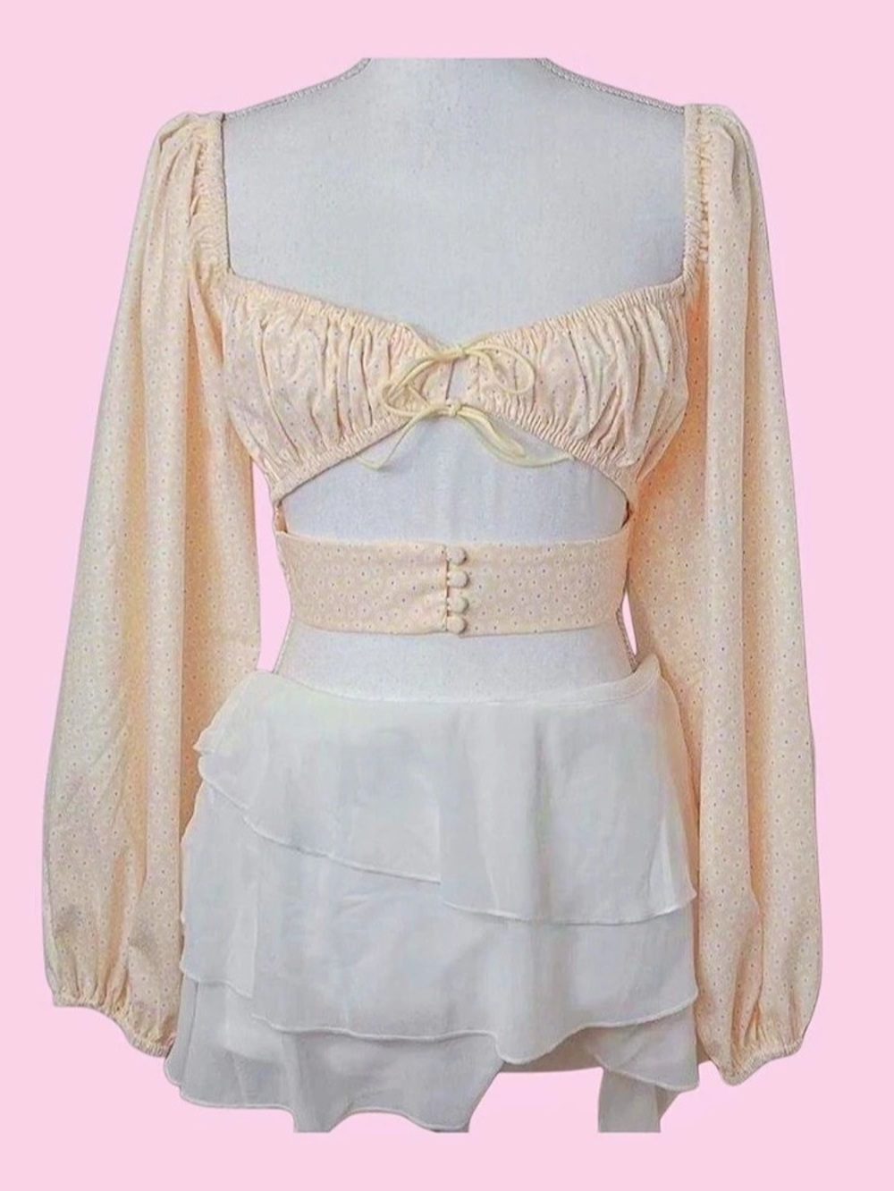 White Fox Boutique Floral Tie-Front Crop Top in Yellow & White